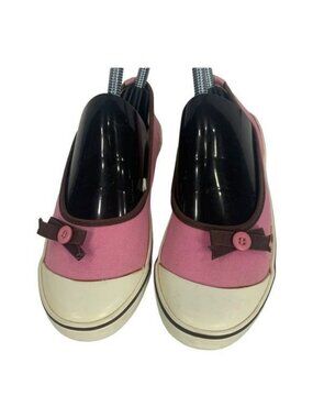 Old Navy Girls Pink Canvas Slip-On Shoes Bow Accent Size 2 Casual Comfort US